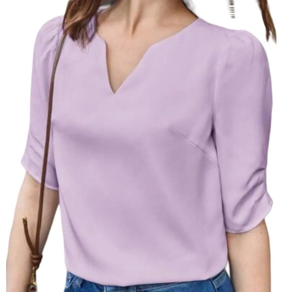 🖤New Solid Lightweight Notched Neck Blouse🖤 - Picture 1 of 7